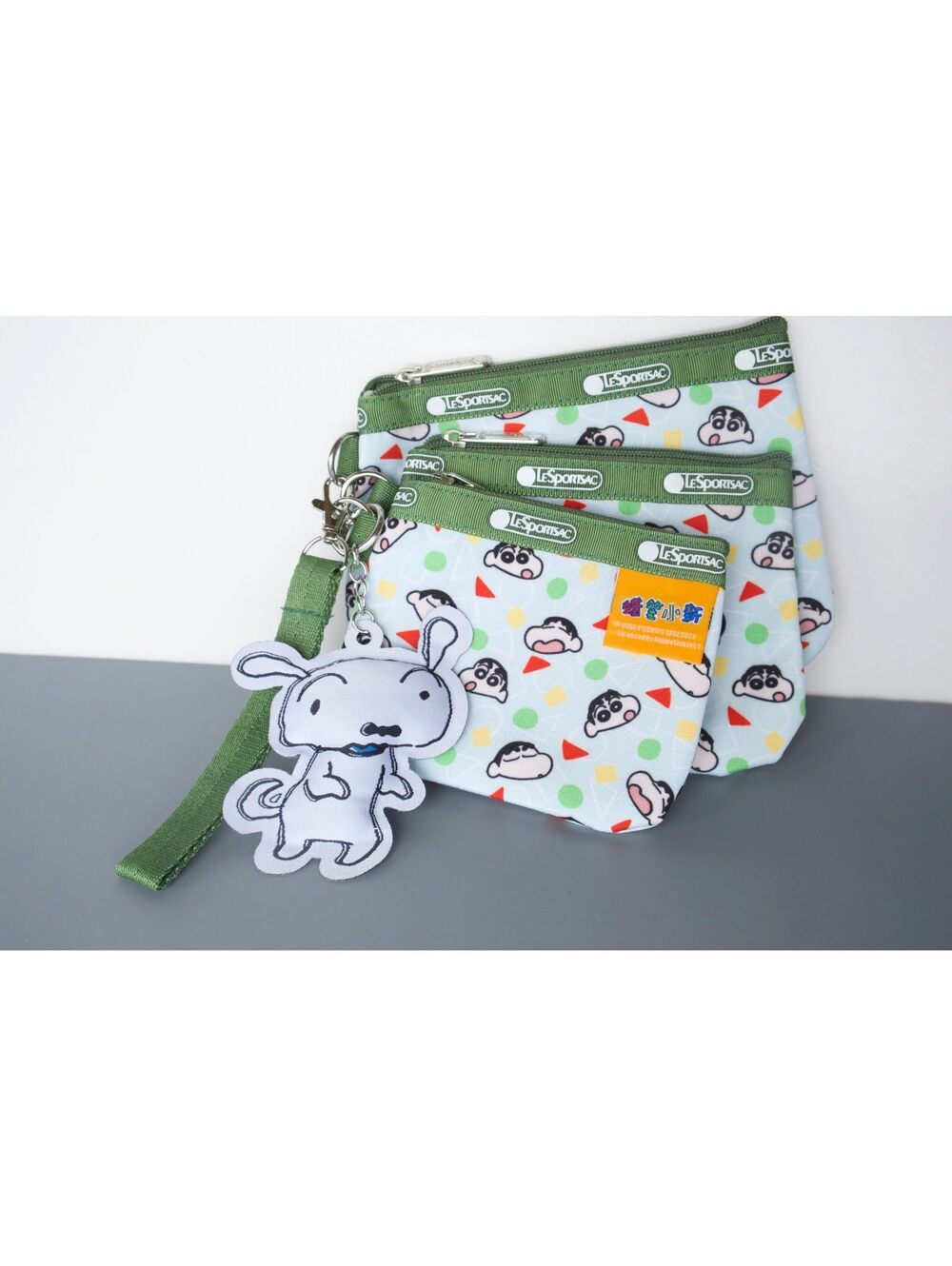 LeSportsac x Crayon Shin Chan Wristlet Pouch Set of 3 with Charm NWT